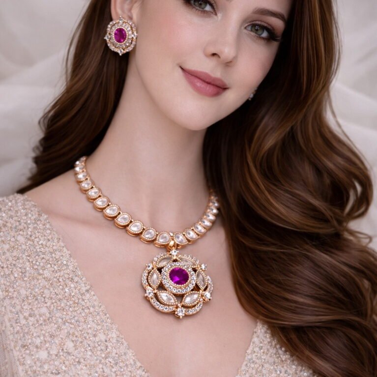 Gold-Plated Kundan Jewellery Set