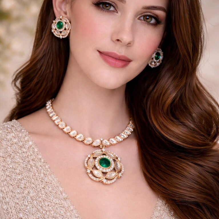 Gold-Plated Kundan Jewellery Set